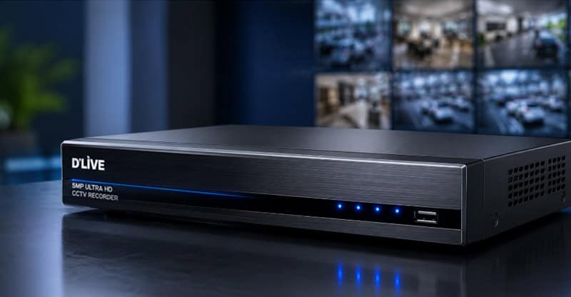 500만 화소 카메라의 대용량 영상 데이터를 24시간 안전하게 저장하는 검은색 CCTV 전용 다채널 녹화기