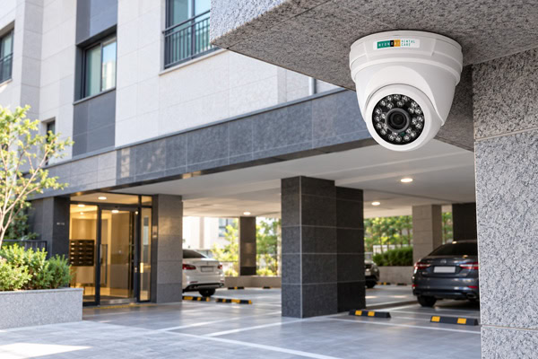 빌라 공동현관과 주차장을 확인하는 CCTV 설치 예시